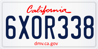 CA license plate 6XOR338