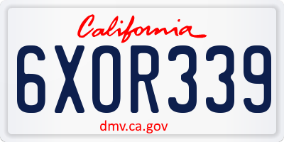 CA license plate 6XOR339