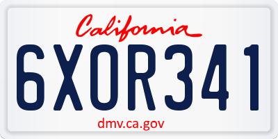 CA license plate 6XOR341