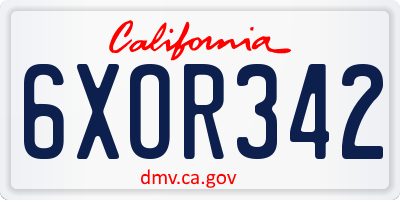 CA license plate 6XOR342