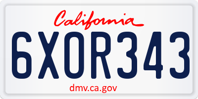 CA license plate 6XOR343