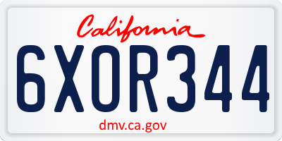 CA license plate 6XOR344