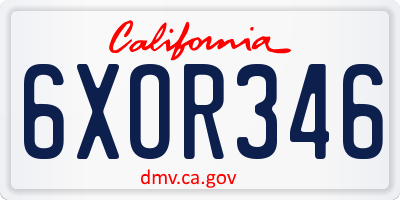 CA license plate 6XOR346
