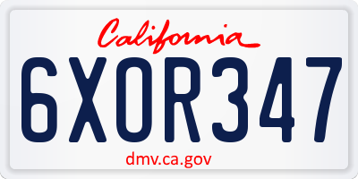 CA license plate 6XOR347