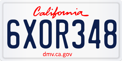 CA license plate 6XOR348