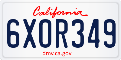 CA license plate 6XOR349