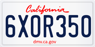 CA license plate 6XOR350