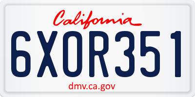 CA license plate 6XOR351