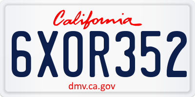 CA license plate 6XOR352