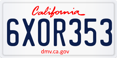 CA license plate 6XOR353