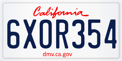 CA license plate 6XOR354