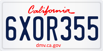 CA license plate 6XOR355