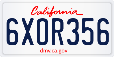 CA license plate 6XOR356