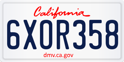 CA license plate 6XOR358