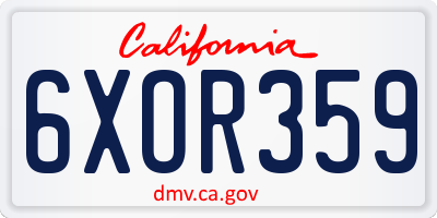 CA license plate 6XOR359