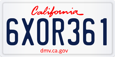CA license plate 6XOR361