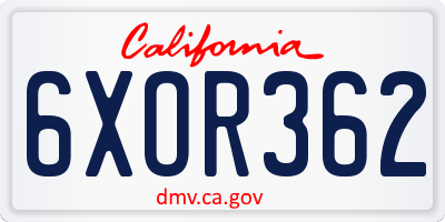 CA license plate 6XOR362