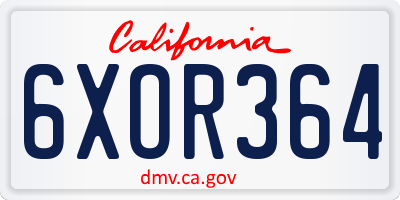 CA license plate 6XOR364