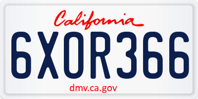CA license plate 6XOR366