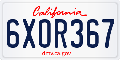 CA license plate 6XOR367