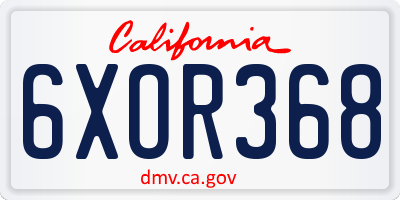 CA license plate 6XOR368