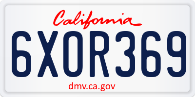 CA license plate 6XOR369