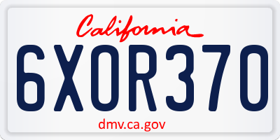 CA license plate 6XOR370