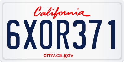 CA license plate 6XOR371