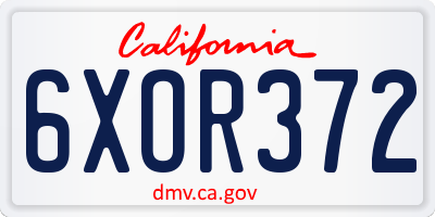 CA license plate 6XOR372