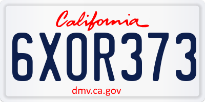 CA license plate 6XOR373