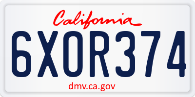 CA license plate 6XOR374