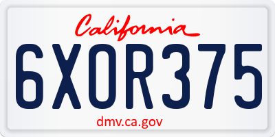 CA license plate 6XOR375