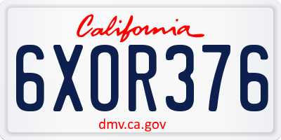 CA license plate 6XOR376