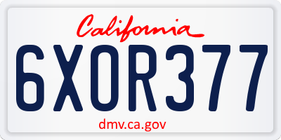 CA license plate 6XOR377
