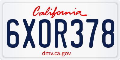 CA license plate 6XOR378