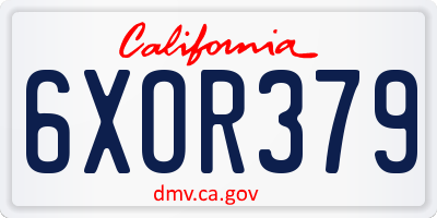 CA license plate 6XOR379