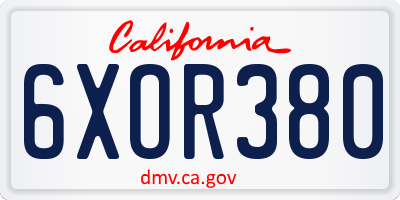 CA license plate 6XOR380