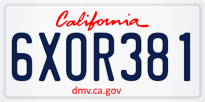 CA license plate 6XOR381