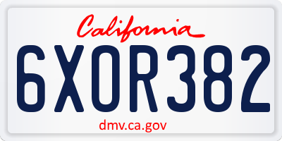CA license plate 6XOR382