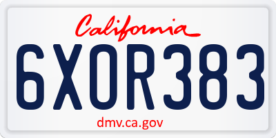 CA license plate 6XOR383