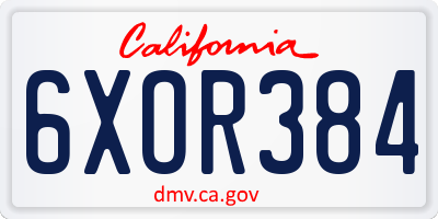 CA license plate 6XOR384