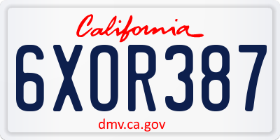 CA license plate 6XOR387