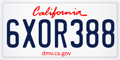 CA license plate 6XOR388