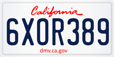 CA license plate 6XOR389