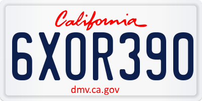 CA license plate 6XOR390