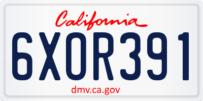 CA license plate 6XOR391