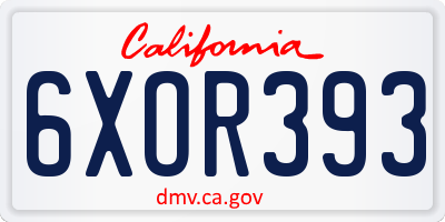 CA license plate 6XOR393