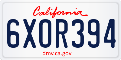 CA license plate 6XOR394