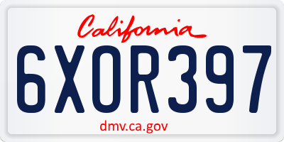 CA license plate 6XOR397