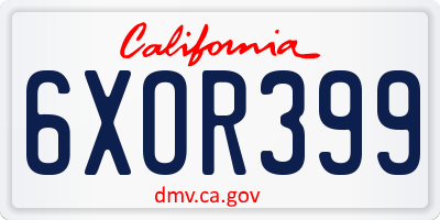 CA license plate 6XOR399